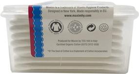 img 1 attached to Maxim 200-Count Organic Cotton Swabs, No Chlorine/Dioxin/Chemical, ICEA Approved, Biodegradable, Hypoallergenic, Double Padded with Cardboard Stick, Ear Swabs Cotton Buds - 1 Pack of 200