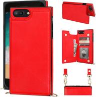 👜 bocasal crossbody wallet case for iphone 7 plus/8 plus - credit card holder, pu leather, kickstand, shockproof, detachable cross body strap, lanyard, magnetic closure - 5.5 inch (red) logo