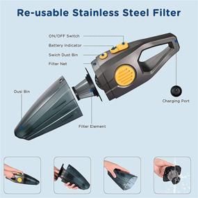 img 1 attached to Upgraded Cordless Handheld Vacuum Cleaner by RUMIA - Powerful Suction, Stainless Steel Filter, Lightweight & Portable, 7000Pa - Ideal for Home and Car