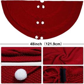 img 2 attached to 🎄 OurWarm 48 Inch Large Red Knitted Christmas Tree Skirt - Holiday Luxury Thick Tree Xmas Decorations Ornaments