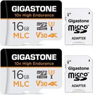 📸 gigastone 16gb 2-pack mlc micro sd card: 10x endurance for high-quality 4k video, security cam, dash cam, surveillance - 95mb/s speed, u3 c10 compatible logo