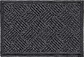 img 4 attached to 🚪 Durable Rubber Door Mat - Non Slip Welcome Doormat, Indoor Outdoor Rug - Low-Profile Entrance Large Door Mat for Entryway, Garage, Patio - Heavy Duty & Easy to Clean - 36 x 60 inches, Gray