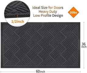 img 1 attached to 🚪 Durable Rubber Door Mat - Non Slip Welcome Doormat, Indoor Outdoor Rug - Low-Profile Entrance Large Door Mat for Entryway, Garage, Patio - Heavy Duty & Easy to Clean - 36 x 60 inches, Gray