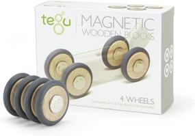 img 4 attached to 🚗 Enhance Playtime with Tegu Magnetic Wooden Wheels: Versatile Pack of Fun!