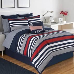 img 1 attached to 🛏️ Stylish and Cozy: IZOD Varsity Stripe Comforter Set, Queen, Red/Navy