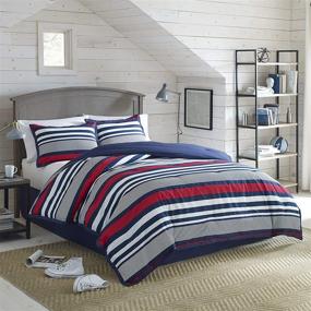 img 4 attached to 🛏️ Stylish and Cozy: IZOD Varsity Stripe Comforter Set, Queen, Red/Navy