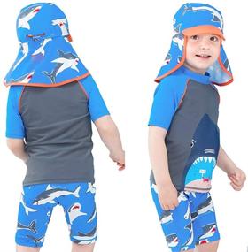 img 1 attached to 🩳 Digirlsor Kids Toddler Boys 2-Piece Swimsuit Set - Rash Guard, Short Sleeve, Quick Dry Swim Trunks, Swimwear, 1-9 Years