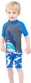 img 3 attached to 🩳 Digirlsor Kids Toddler Boys 2-Piece Swimsuit Set - Rash Guard, Short Sleeve, Quick Dry Swim Trunks, Swimwear, 1-9 Years