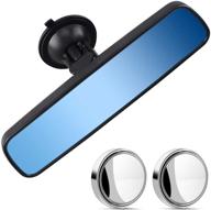 🚗 universal car truck interior rearview mirror - anti-glare blue mirror (9.6''x2.6'', 24.5cm x 6.6cm) with suction cup logo