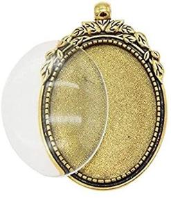 img 1 attached to 10-Piece Oval Antiqued Gold Photo Setting Bezel Tray Pendant Blanks with Clear Glass Cabochons, Size: 40x30mm - Julie Wang