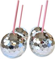 disco ball cups pink straws logo