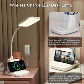 img 3 attached to ✒️ Wireless Charging LED Desk Lamp - Sailstar White Desk Light with Pen Holder, Stepless Dimming & 3 Color Modes, 85 CRI, 800 Lumen, Perfect for College Dorm Room, Home Office. Includes Adapter.