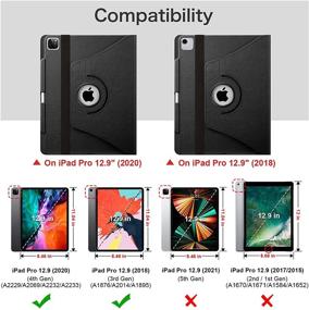 img 3 attached to 🔌 Fintie Rotating Case for iPad Pro 12.9 4th Gen 2020 & 3rd Gen 2018 - 360° Rotating Stand Cover with Pencil Holder, Auto Sleep/Wake, Supports 2nd Gen Pencil Charging - Black