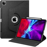 🔌 fintie rotating case for ipad pro 12.9 4th gen 2020 & 3rd gen 2018 - 360° rotating stand cover with pencil holder, auto sleep/wake, supports 2nd gen pencil charging - black logo