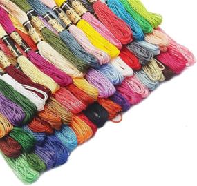 img 1 attached to 50 Rainbow Color Embroidery Thread Skeins for Friendship Bracelets, Cross Stitch and Embroidery Projects - Includes 12 Floss Bobbins and 30 Needles
