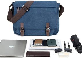 img 1 attached to Messenger Canvas Shoulder Satchel College Laptop Accessories in Bags, Cases & Sleeves