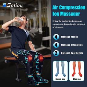 img 2 attached to Sotion Leg Massager with Air Compression: Boost Circulation & Relaxation, Feet Calf Thigh, 2 Heat Levels - Sequential Massager Device with 4 Intensities & 4 Modes