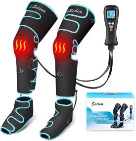 img 4 attached to Sotion Leg Massager with Air Compression: Boost Circulation & Relaxation, Feet Calf Thigh, 2 Heat Levels - Sequential Massager Device with 4 Intensities & 4 Modes