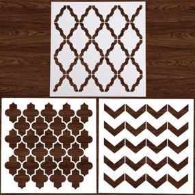 img 4 attached to 🎨 LOCOLO 3Pcs Reusable 12x12 Inch Wall Stencils for Painting Walls, Floors, and DIY Home Decor