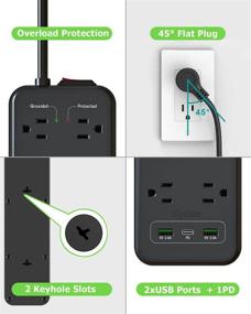 img 1 attached to ⚡️ Black Surge Protector Power Strip with Spaced Outlets - EyGde Multi Plug Outlet, 2800 Joules Surge Protection, 5ft Extension Cord (1875W/15A) - 12 AC Outlets and 3 USB Ports for Computers, PCs