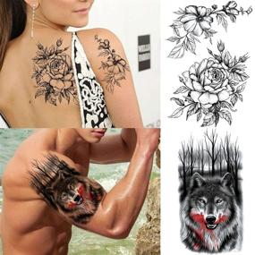 img 1 attached to 🌟 Bold and Versatile: TASROI 42 Sheets Black Large Temporary Tattoos for Men & Women - Tribal Maori, Tigers, Lions, Pray Nun, Flowers, Stars, Words, and Letters - Ideal for Adults, Kids, Face, Chest, and Neck - Temporary Fake Tatoo Sticker