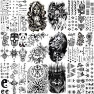 🌟 bold and versatile: tasroi 42 sheets black large temporary tattoos for men & women - tribal maori, tigers, lions, pray nun, flowers, stars, words, and letters - ideal for adults, kids, face, chest, and neck - temporary fake tatoo sticker logo