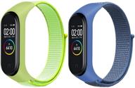 🔵 нейлоновый ремешок для xiaomi mi band 3/4/5/6 - заменяемый браслет для спорта и фитнеса (зеленый/синий) логотип