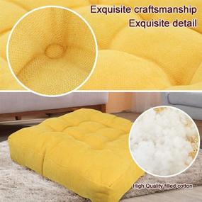 img 1 attached to EGOBUY Yellow Seat Cushion: Tufted Thicken Sitting Pillow for Floor Chair Pad, Meditation, Office & More | 22x22 Inch Square Shape