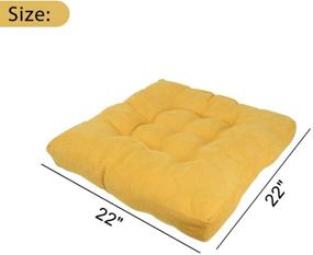 img 3 attached to EGOBUY Yellow Seat Cushion: Tufted Thicken Sitting Pillow for Floor Chair Pad, Meditation, Office & More | 22x22 Inch Square Shape