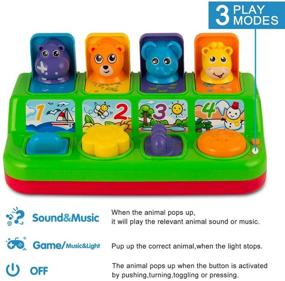 img 3 attached to 🦁 YEEBAY Interactive Pop Up Animals Toy: Musical, Engaging Activity Toy for 9-18 Months - 1 Year Old Kids, Babies, Toddlers, Boys & Girls