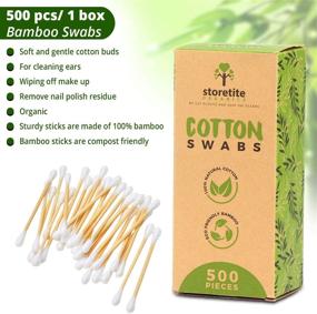 img 1 attached to 🌿 Storetite Organics: Biodegradable Bamboo Cotton Swabs – Versatile, Earth-Friendly 500pcs for Ear Cleaning, Makeup, Pet Care, First Aid, Art & Crafts, Safe & Sustainable with Paper Packaging