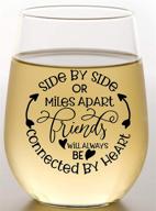 🍷 best friend wine glass: side by side or miles apart, perfect gift for women, sisters, moms, grandmas, nanas, and her logo