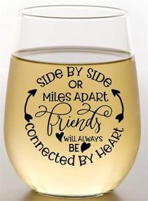 img 4 attached to 🍷 Best Friend Wine Glass: Side By Side or Miles Apart, Perfect Gift for Women, Sisters, Moms, Grandmas, Nanas, and Her