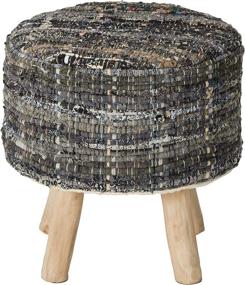 img 3 attached to Harris Fabric Round Stool by Christopher Knight Home in Grey/Blue