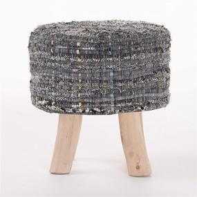 img 2 attached to Harris Fabric Round Stool by Christopher Knight Home in Grey/Blue