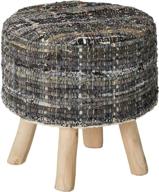 harris fabric round stool by christopher knight home in grey/blue logo