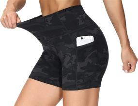 img 1 attached to 🏋️ THE GYM PEOPLE Women's High Waist Yoga Shorts - Tummy Control, Fitness Athletic Workout, Running Shorts with Deep Pockets for Enhanced Performance