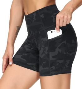 img 4 attached to 🏋️ THE GYM PEOPLE Women's High Waist Yoga Shorts - Tummy Control, Fitness Athletic Workout, Running Shorts with Deep Pockets for Enhanced Performance