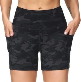 img 3 attached to 🏋️ THE GYM PEOPLE Women's High Waist Yoga Shorts - Tummy Control, Fitness Athletic Workout, Running Shorts with Deep Pockets for Enhanced Performance