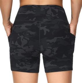 img 2 attached to 🏋️ THE GYM PEOPLE Women's High Waist Yoga Shorts - Tummy Control, Fitness Athletic Workout, Running Shorts with Deep Pockets for Enhanced Performance