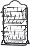 🍎 sunny living 2-tier metal fruit basket: stylish hanging storage solution for countertop, wire basket in black логотип