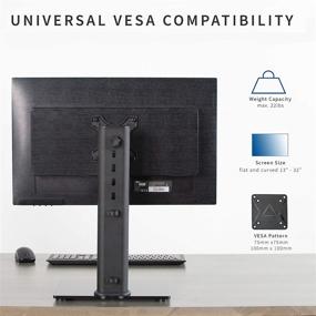 img 2 attached to VIVO 13-32 inch Monitor and TV Table Top Desk Stand with Glass Base, Swivel, Height Adjustment, Screen Mount, Max VESA 100x100, STAND-V101J