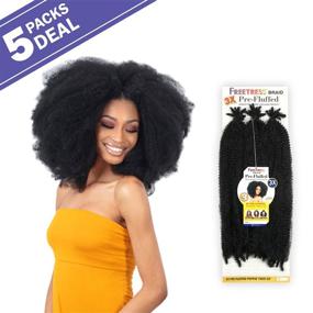 img 3 attached to Enhanced Look: FreeTress Crochet Braids 3X Pre-Fluffed Poppin Twist 20&#34; Bundle (5-Pack, Color 1B)