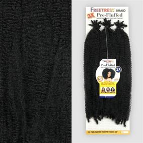 img 1 attached to Улучшенный вид: свободные косички FreeTress Crochet 3X предварительно разрядные Poppin Twist длиной 20 дюймов (пакет из 5, цвет 1B)