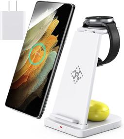 img 4 attached to 3-in-1 Qi-Certified Fast Wireless Charging Station for Galaxy Buds, Galaxy Watch Active, Samsung Gear S2/S3 Frontier, and S21 Ultra/S20/S10/Z Fold/Z Flip3