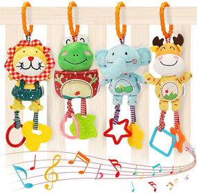 img 4 attached to 🎁 TUMAMA Baby Toys for Various Ages, Handbells Baby Rattles - Soft Plush Stroller Car Toys for Early Development, Perfect Infant Gift Set - 4 Pack
