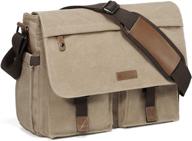 👜 vaschy vintage water resistant canvas satchel: messenger bag for men, suitable for 14-17inch laptops and briefcases logo