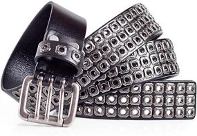 img 4 attached to Mens Leather Biker Belt Studs