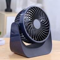 🌬️ jaxbo usb fan desk fan - small portable fan, mini usb fan with 360° rotation - usb/battery operated rechargeable for outdoors, room, camping, office, travel - 7 inch (navy blue) logo