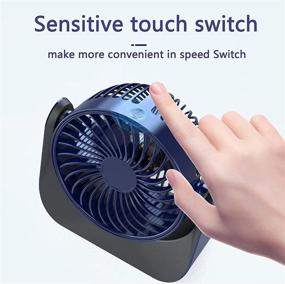 img 1 attached to 🌬️ Jaxbo USB Fan Desk Fan - Small Portable Fan, Mini USB Fan with 360° Rotation - USB/Battery Operated Rechargeable for Outdoors, Room, Camping, Office, Travel - 7 inch (Navy Blue)